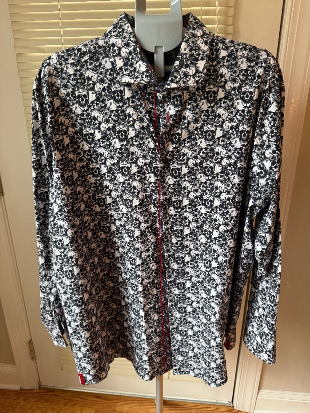Daniel Hechter Paris Men’s 3X Skull Print Long Sleeve Button Down Shirt